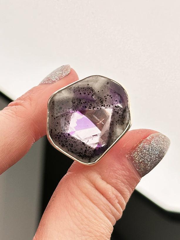 Geometric Amethyst Rings
