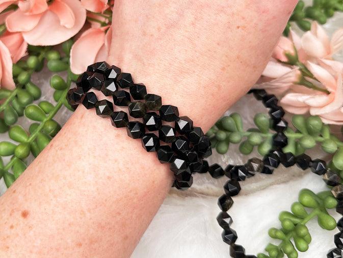 star-cut-gold-sheen-obsidian-bracelets
