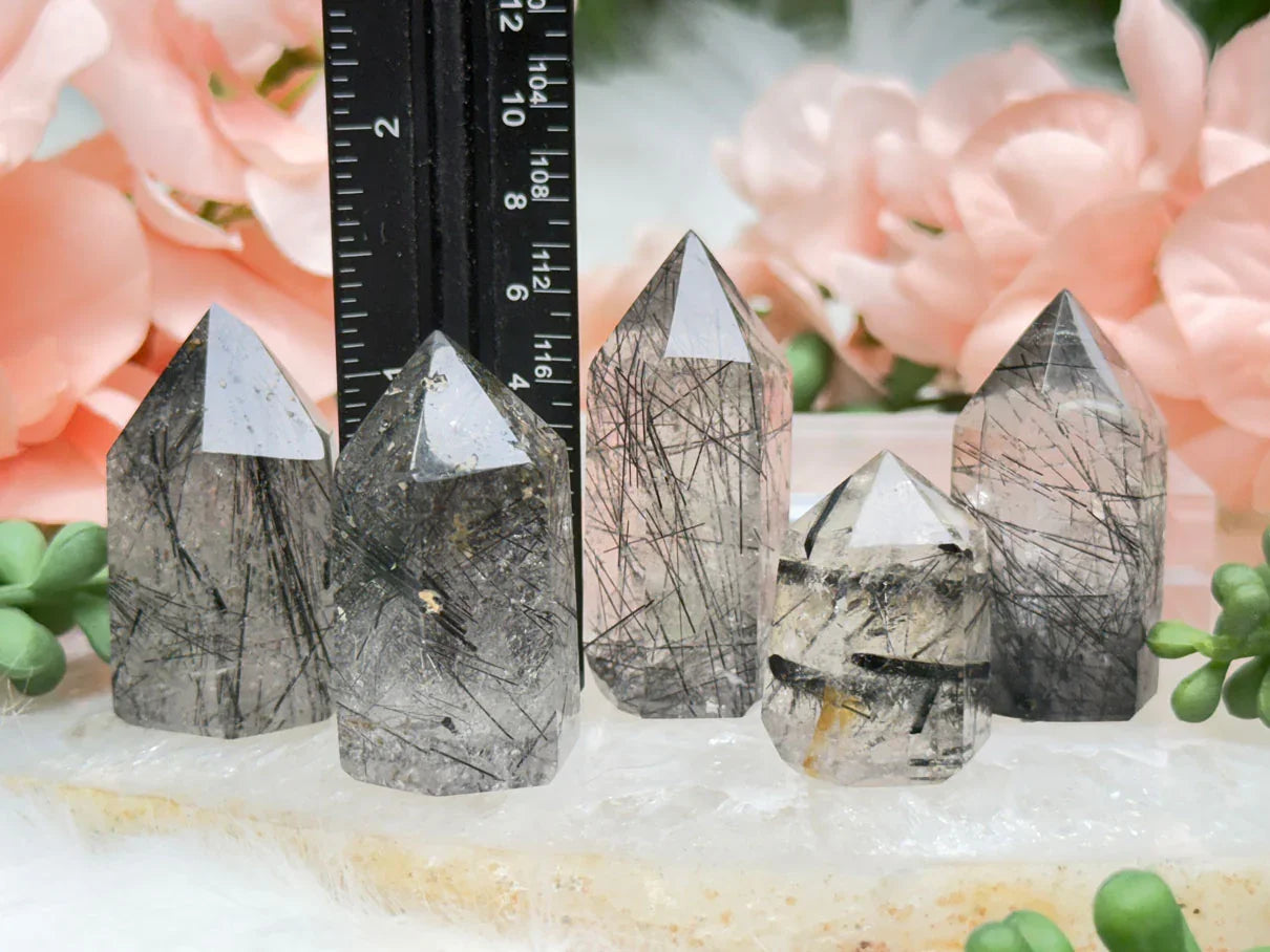 Black Tourmaline Quartz Points