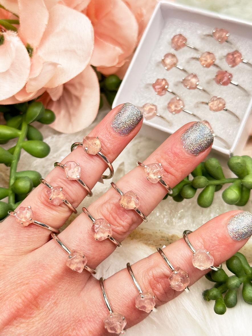 silver-rose-quartz-rings