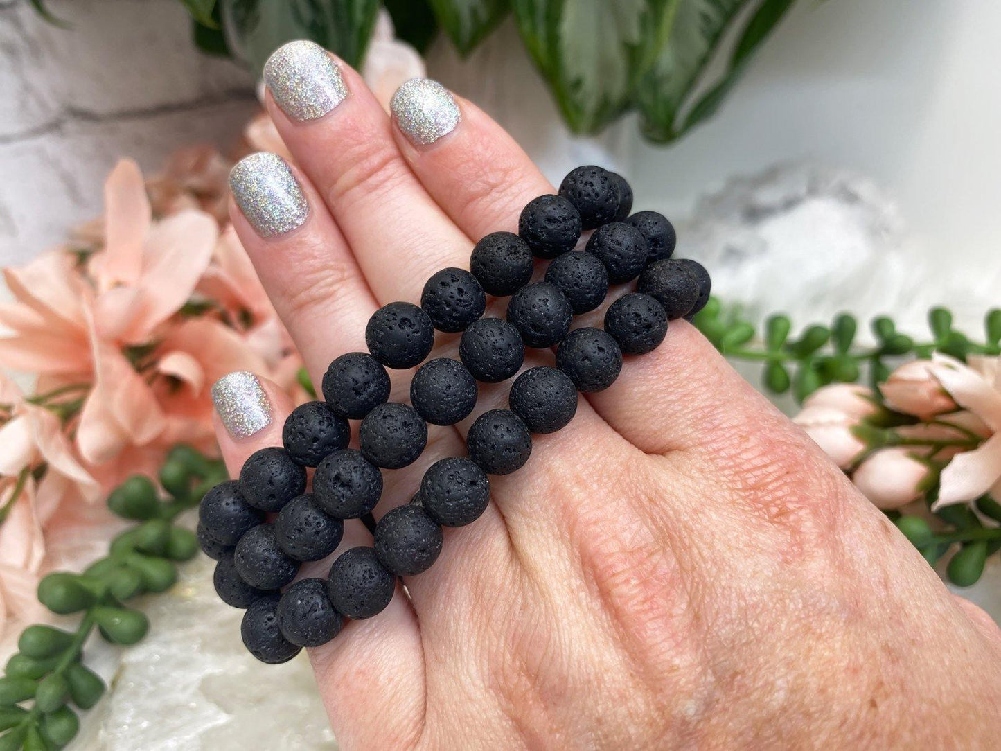 Black-Lava-Stone-Diffuser-Stretch-Bracelets-Lavastone