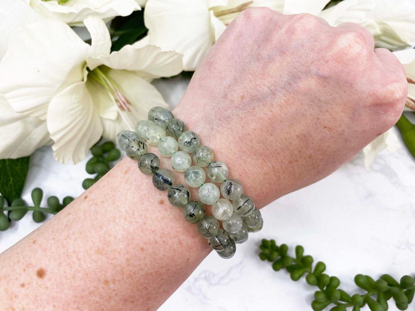 Prehnite epidote bracelet