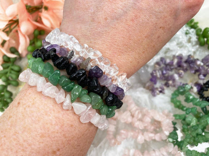     Crystal-Chip-Bracelet-Amethyst-Rose-Quartz-Black-Onyx-Aventurine