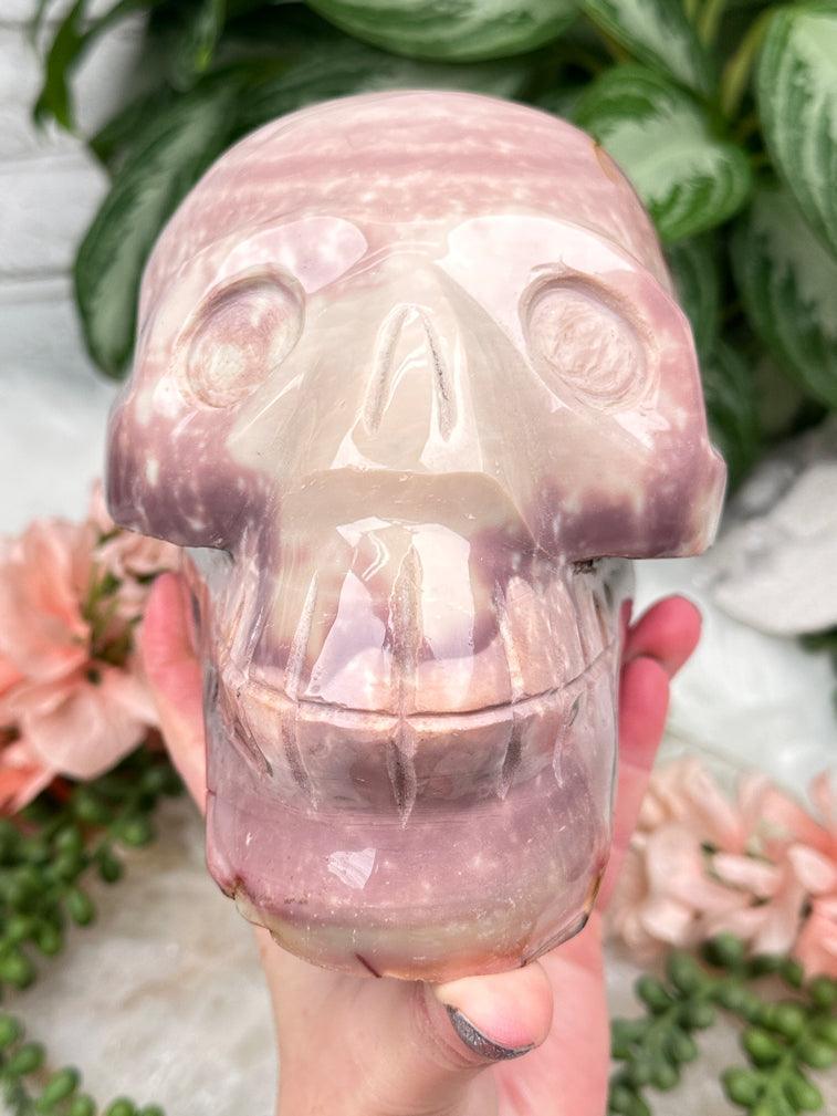 large-pink-red-polychrome-jasper-skull