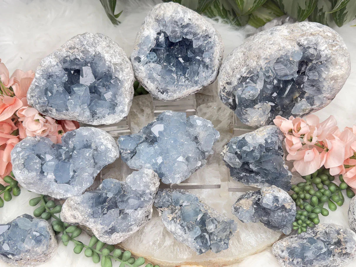 Blue Celestite Crystals