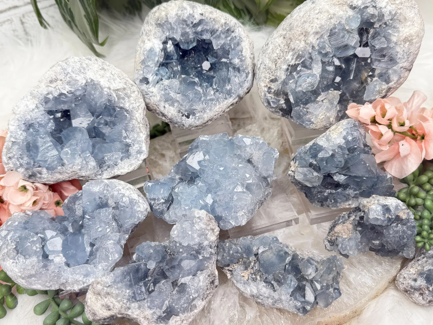 Blue Celestite Crystals