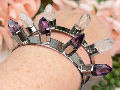 Amethyst or Quartz Spike Bracelet