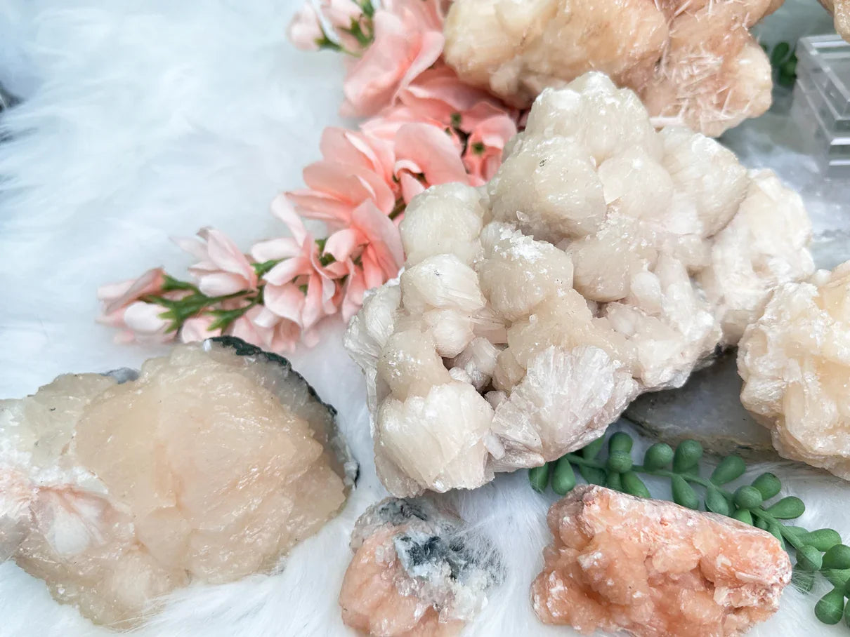 Peach Stilbite Clusters