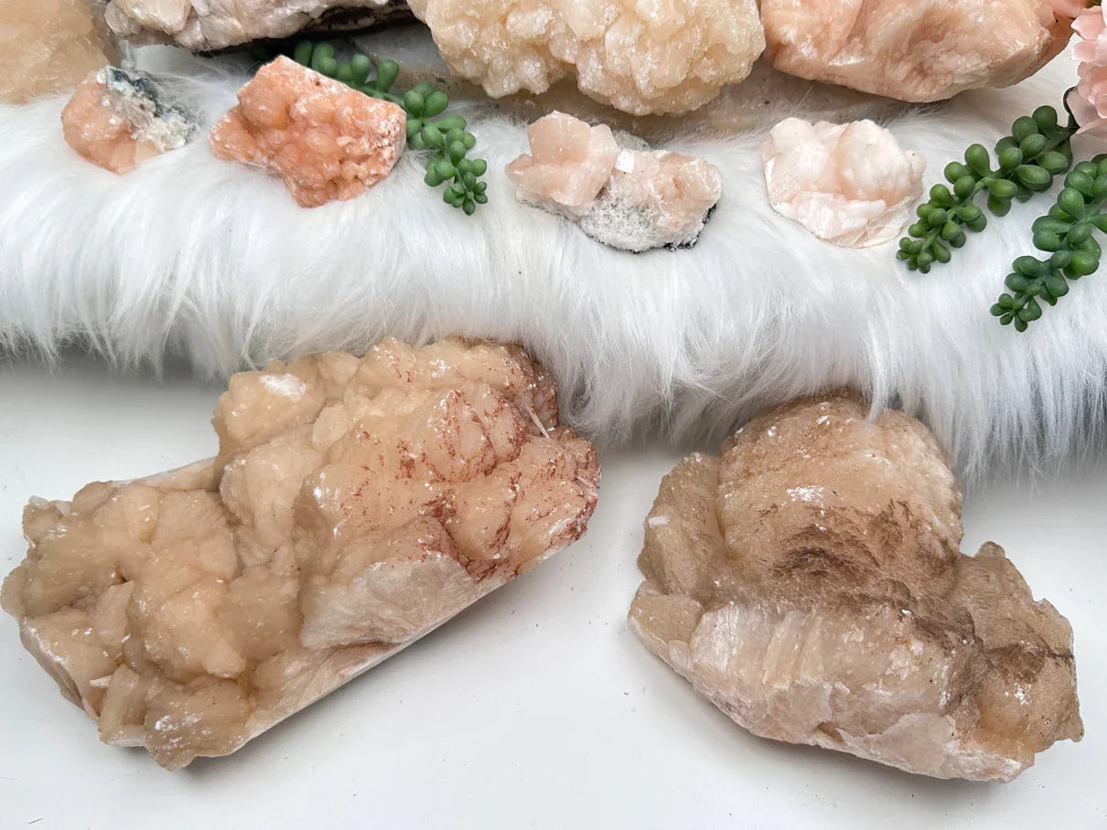 Peach Stilbite Clusters
