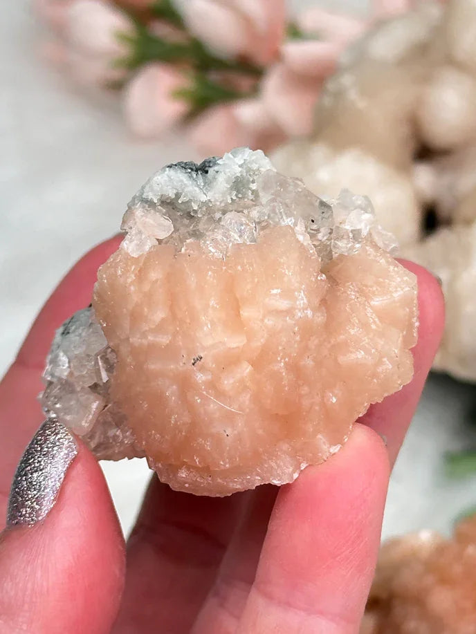 Peach Stilbite Clusters