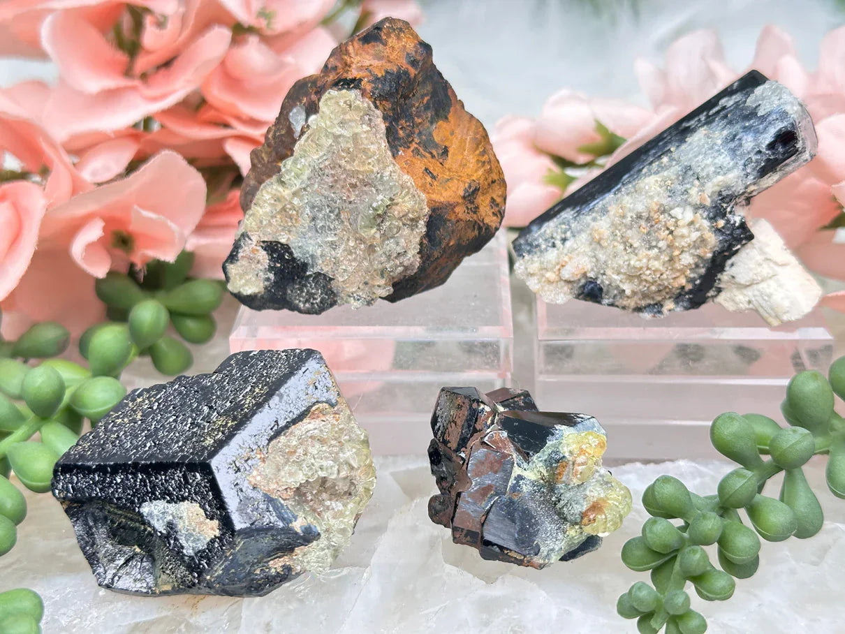 UV Hyalite Opal Black Tourmaline