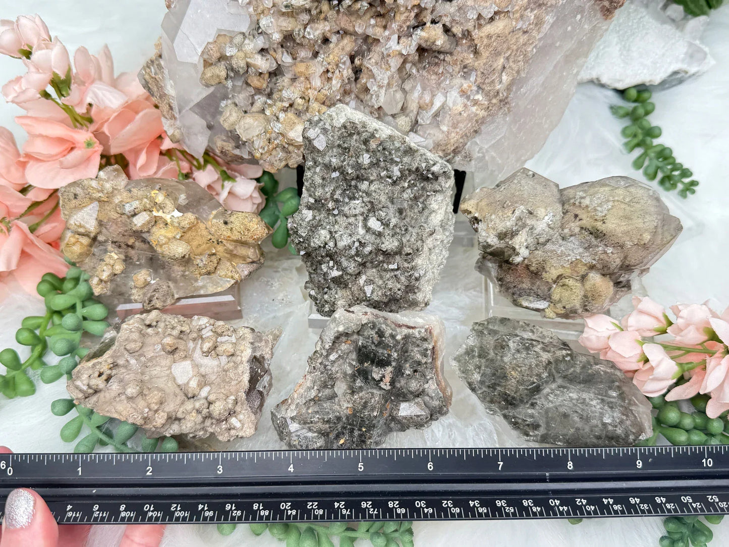 tan-lodolite-quartz-crystal-cluster