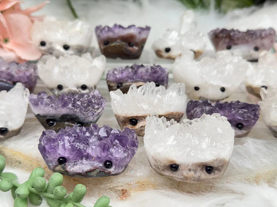 crystal-cluster-hedgehog-carvings