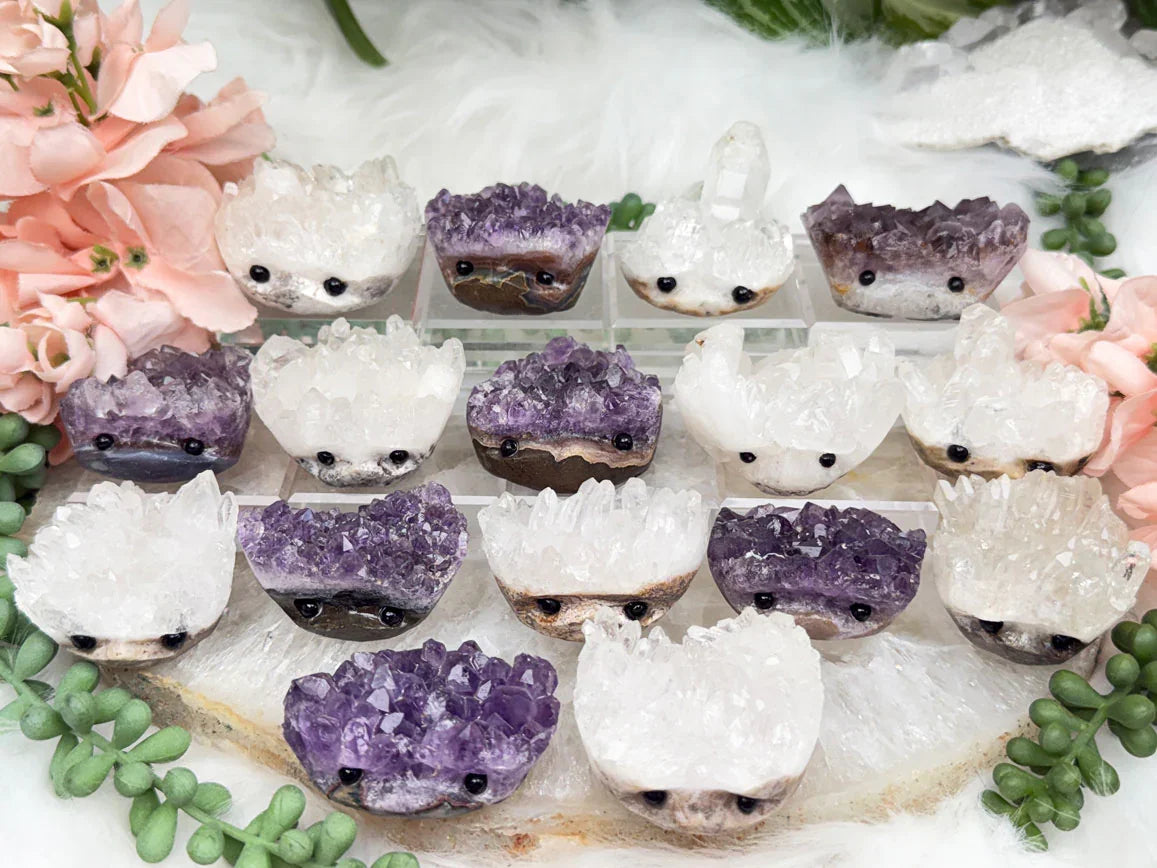crystal-cluster-hedgehog-carvings