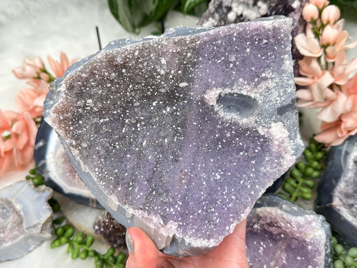 white-chalcedony-on-amethyst-clusters