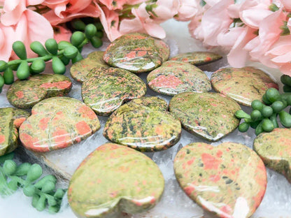 green-unakaite-jasper-hearts