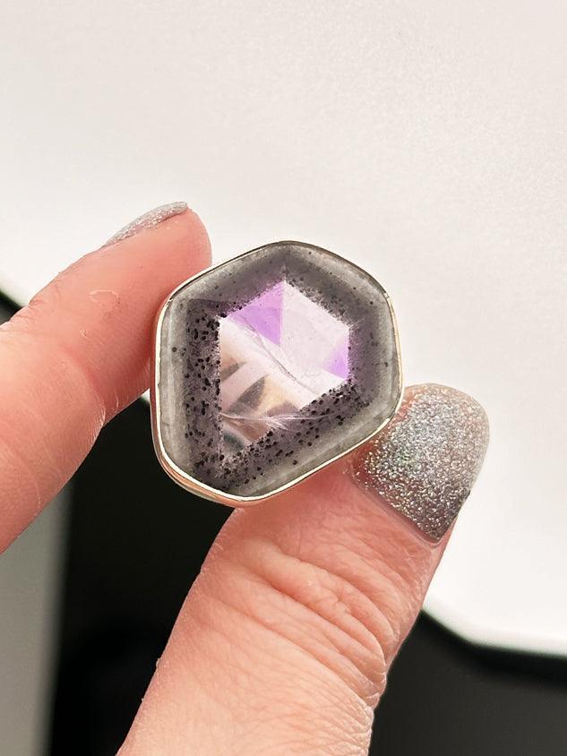 Geometric Amethyst Rings