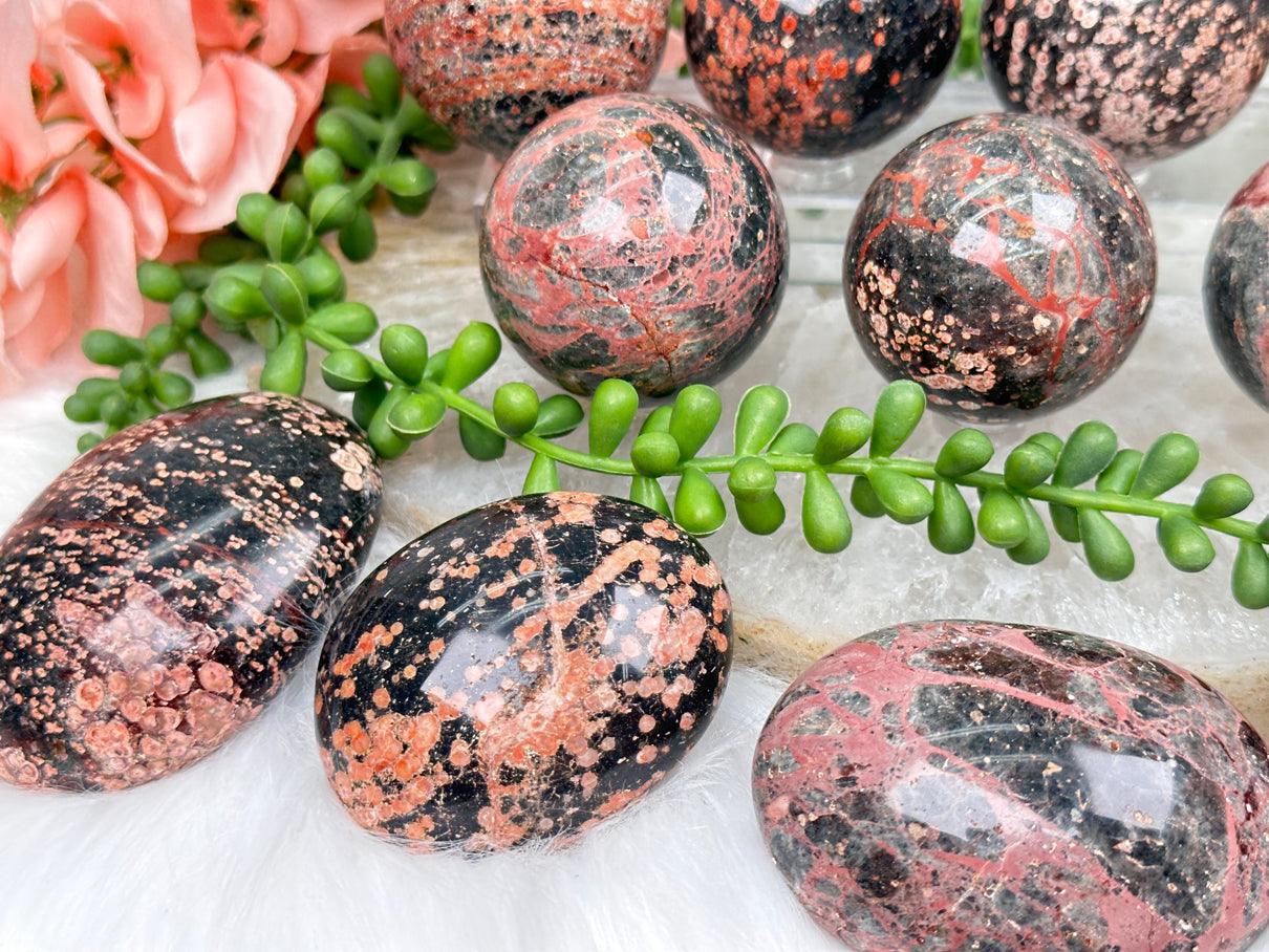 Fire Calcite Spheres & Palms