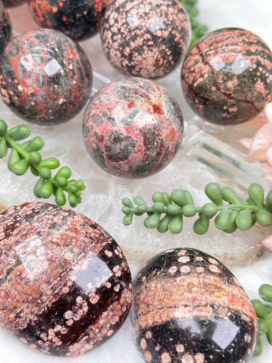 Fire Calcite Spheres & Palms