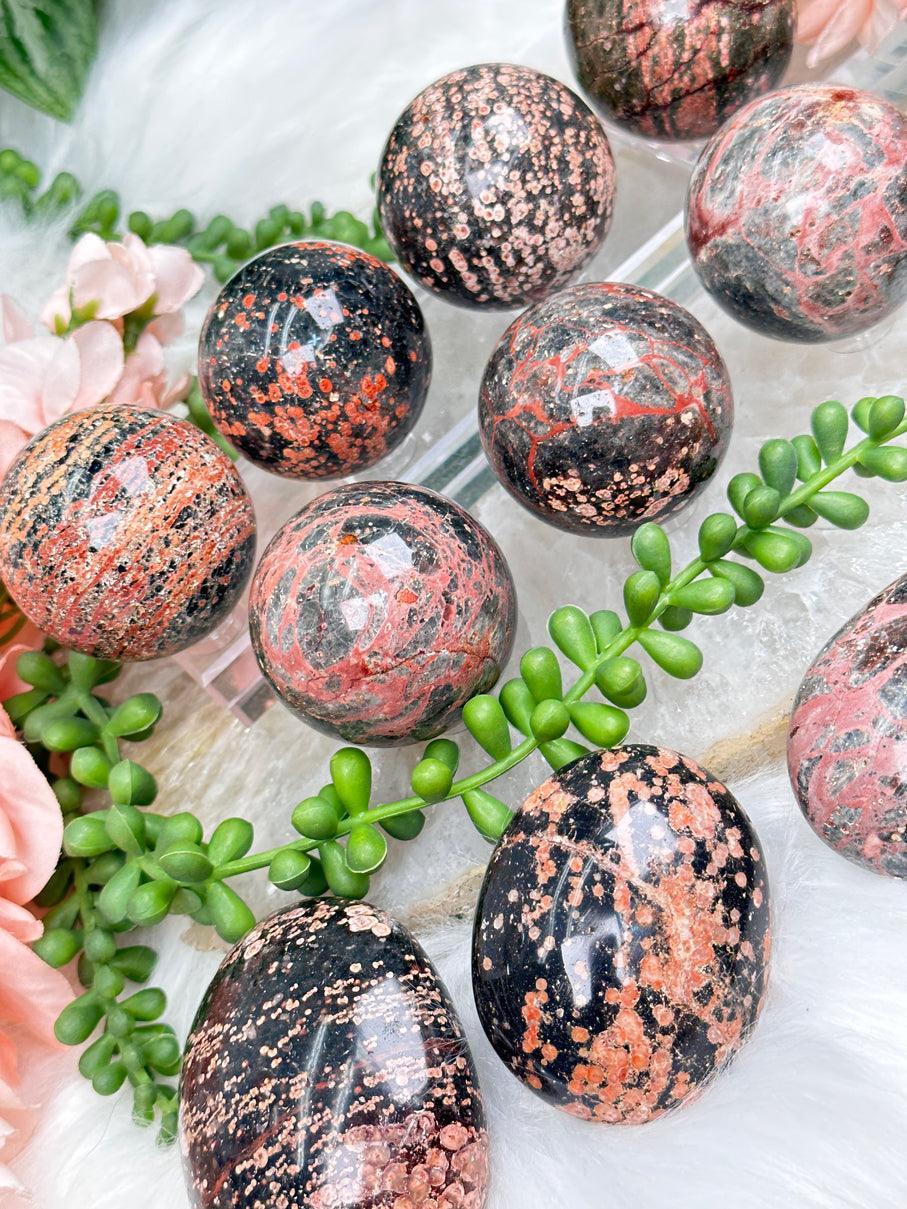 Fire Calcite Spheres & Palms