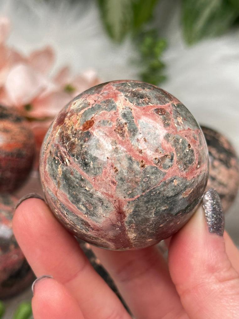 Fire Calcite Spheres & Palms