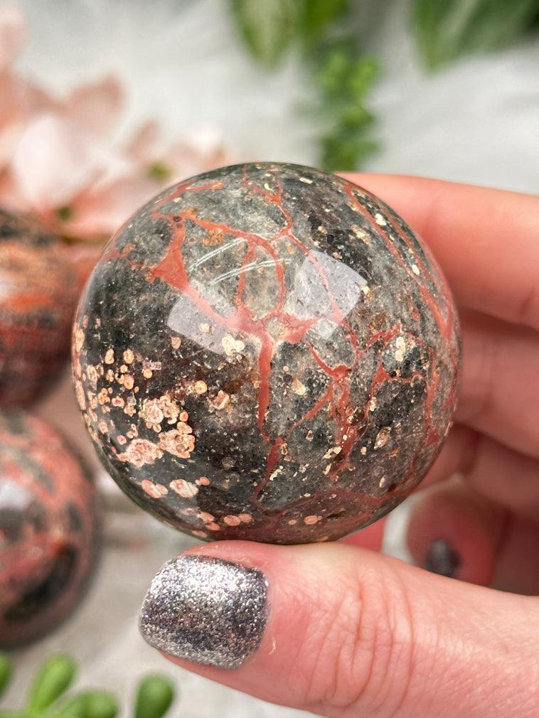 Fire Calcite Spheres & Palms