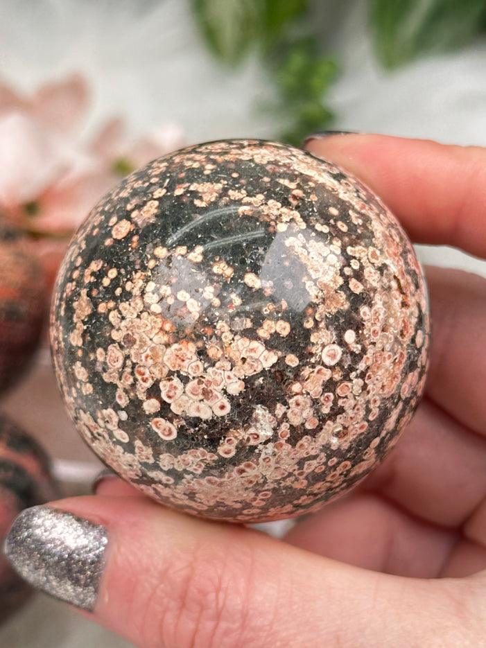 Fire Calcite Spheres & Palms