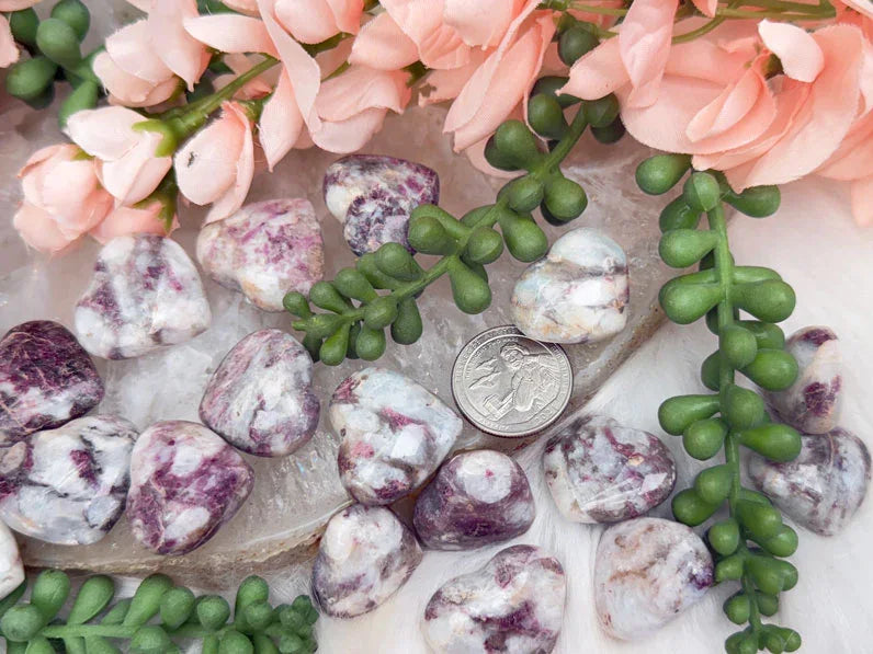 red tourmaline rubellite-hearts