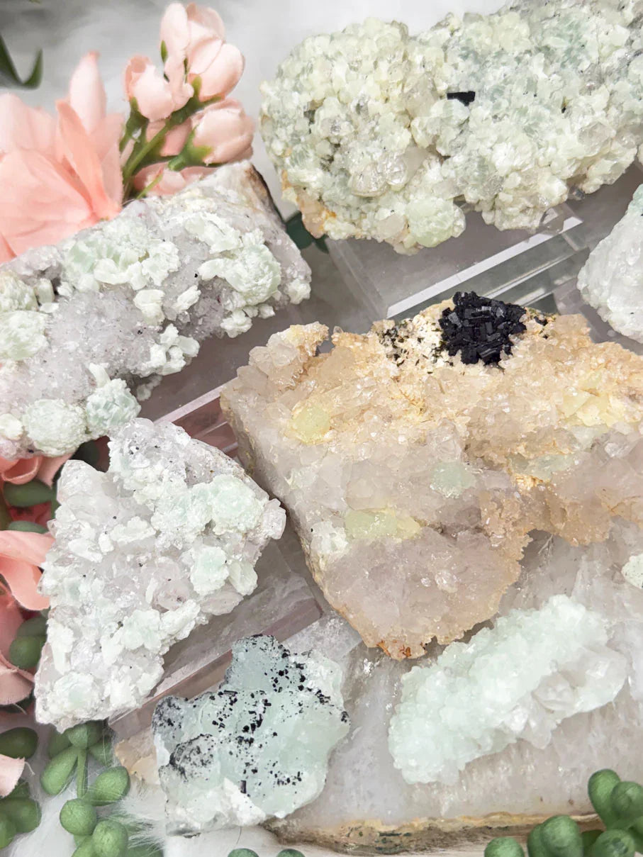 Prehnite Quartz Clusters