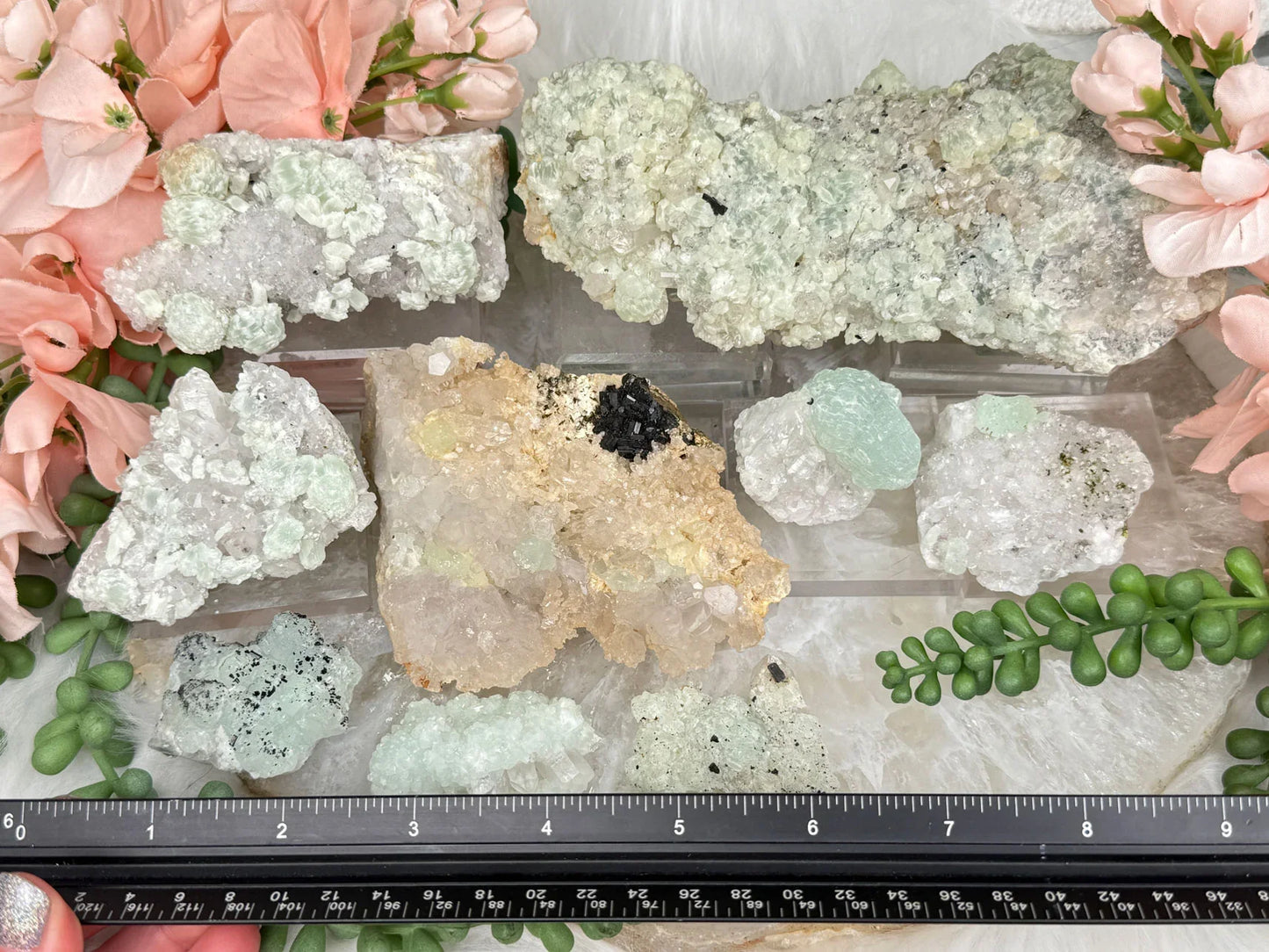 Prehnite Quartz Clusters