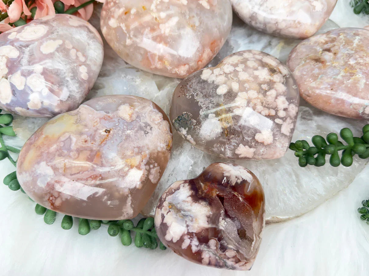 Flower Agate Hearts