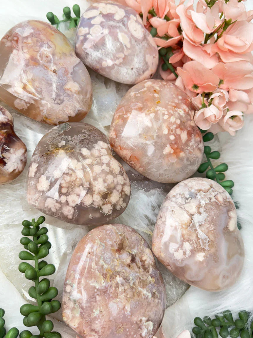 Flower Agate Hearts
