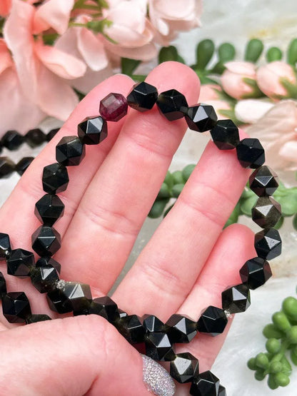 star-cut-gold-sheen-obsidian-bracelets