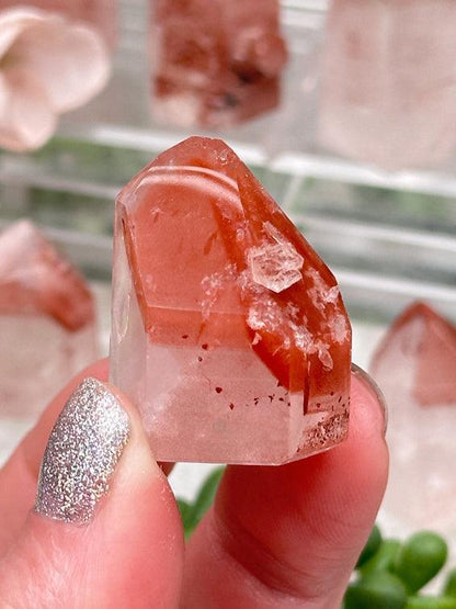 Phantom Hematite Quartz Points