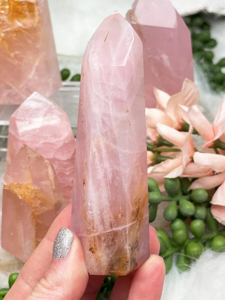 Golden Healer Rose Quartz Points