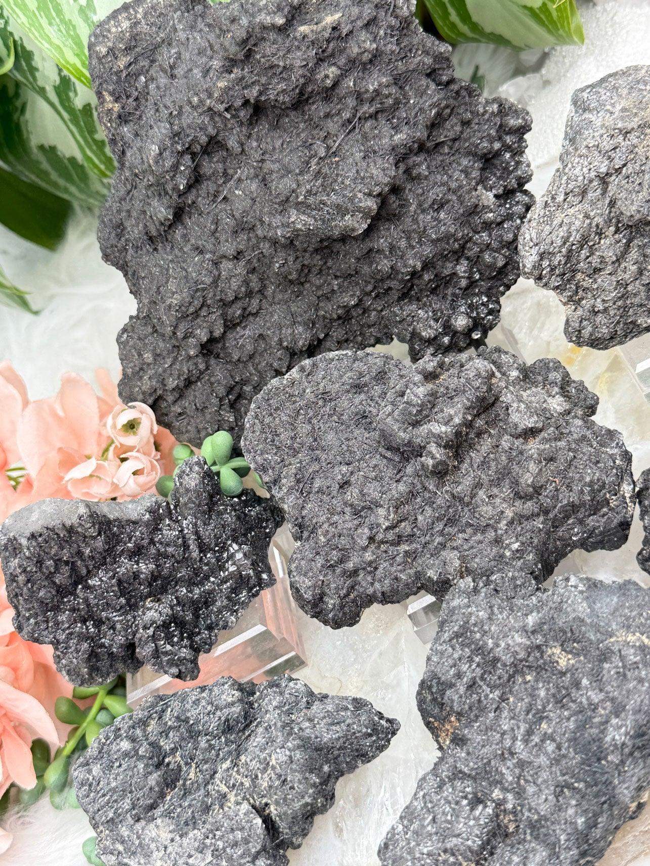 Black Tourmaline Quartz Clusters