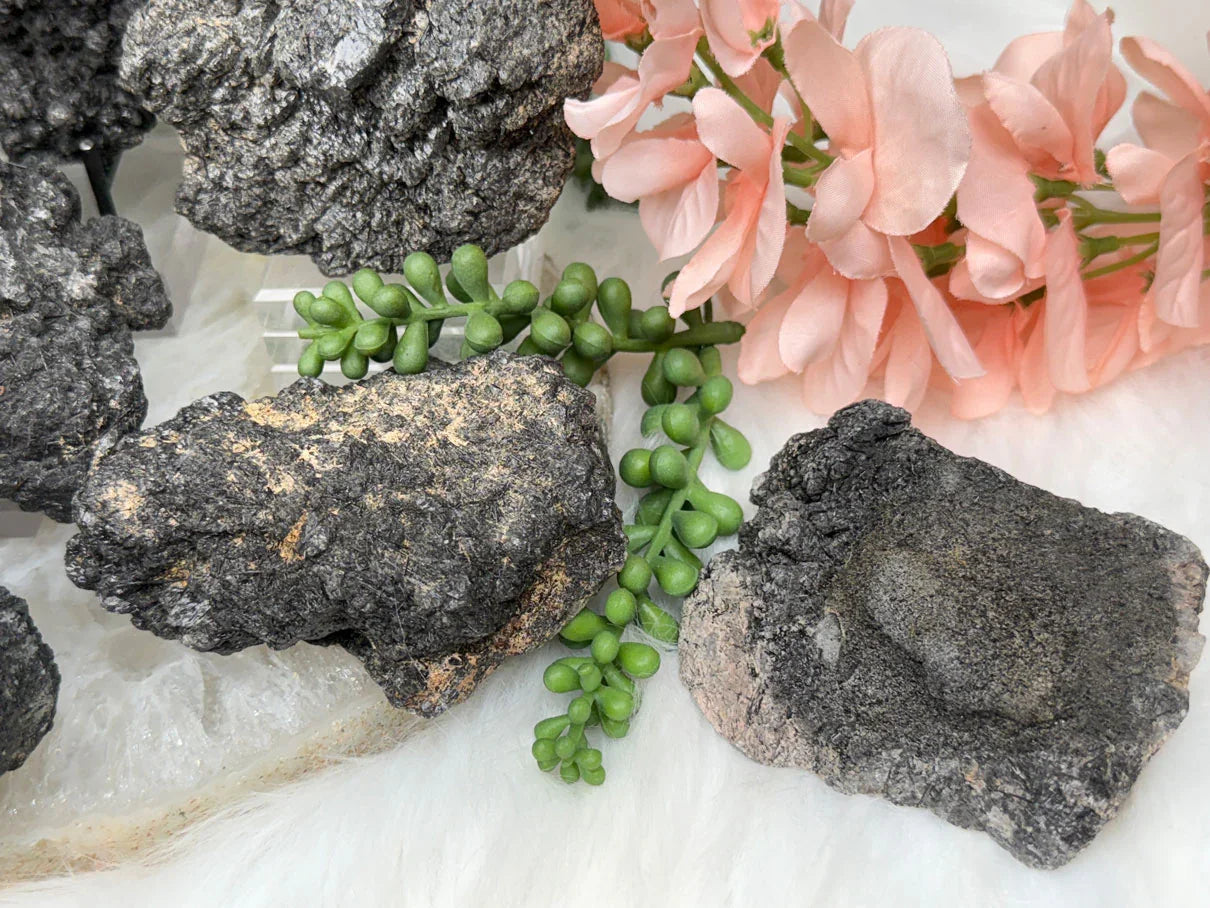 Black Tourmaline Quartz Clusters