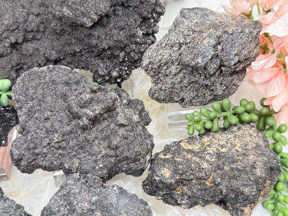 Black Tourmaline Quartz Clusters