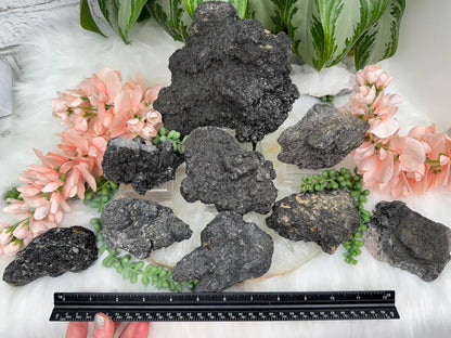 Black Tourmaline Quartz Clusters