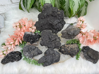 Black Tourmaline Quartz Clusters