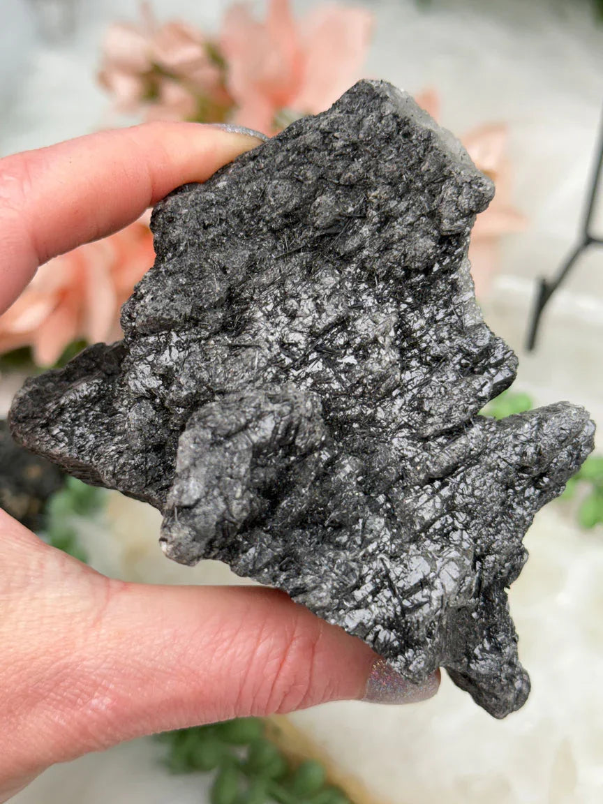 Black Tourmaline Quartz Clusters