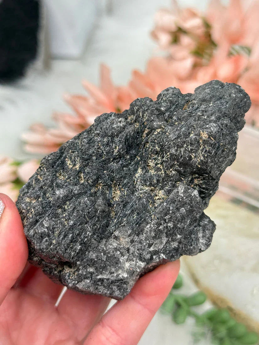 Black Tourmaline Quartz Clusters