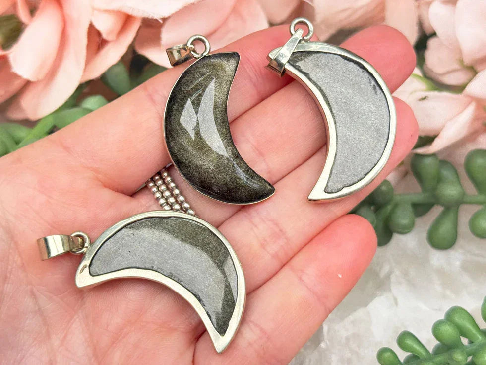 Gold Obsidian Moon Pendant