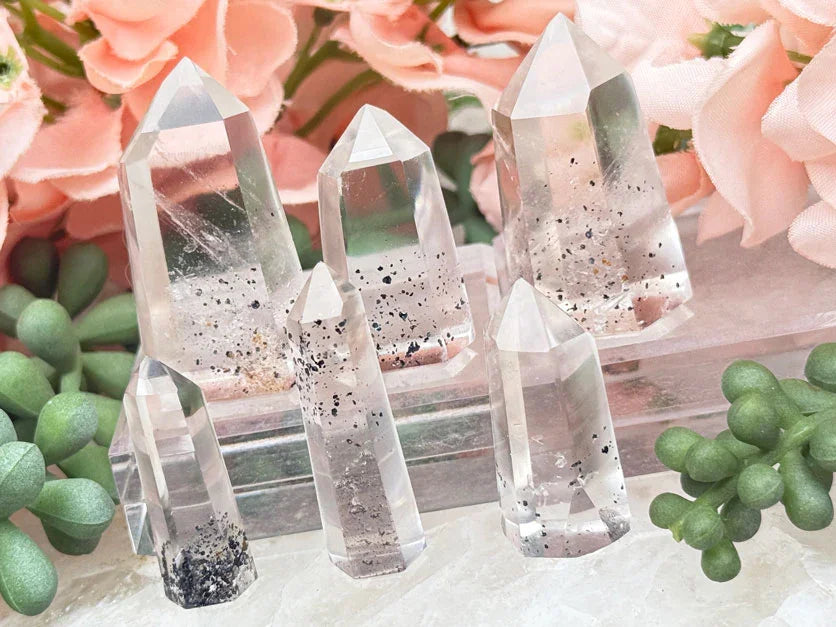 Sparkling Hematite Quartz Points