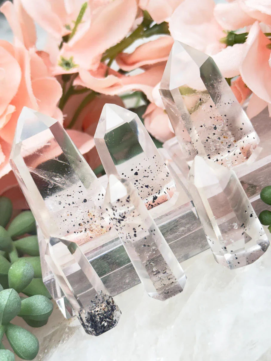 Sparkling Hematite Quartz Points