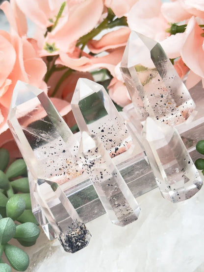 Sparkling Hematite Quartz Points