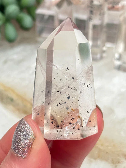 Sparkling Hematite Quartz Points