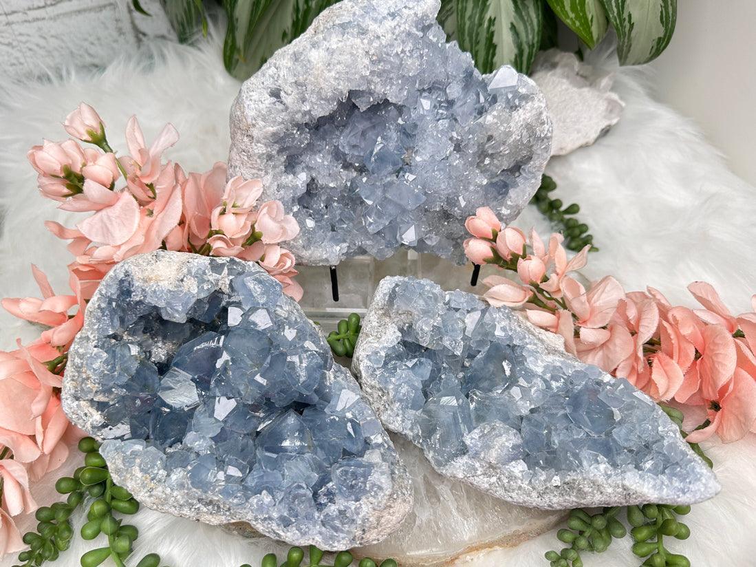 Blue Celestite Geodes for sale