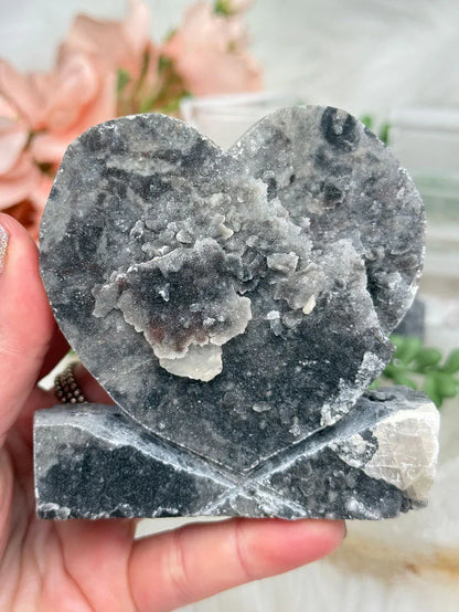 Black Chalcedony Hearts