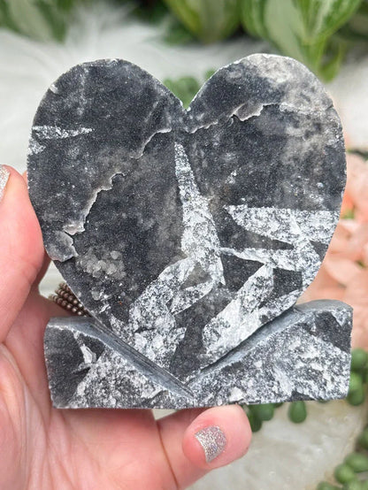 Black Chalcedony Hearts